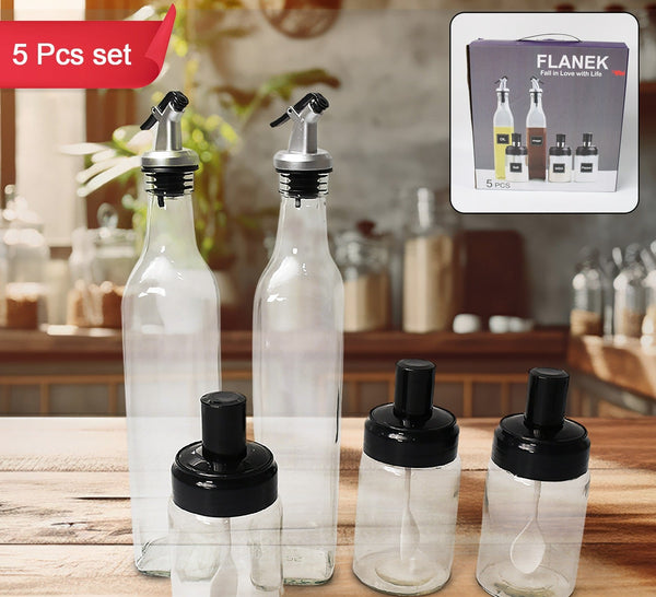 Transparent Glassoil Dispenser 500 Ml Bottle Set Of 2