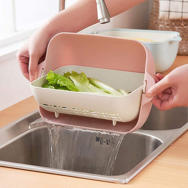 Multifunctional Bpa Free Double Layered Plastic Rotatable Strainer Bowl