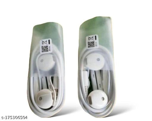 Wired Earphones (White, Pack of 2)