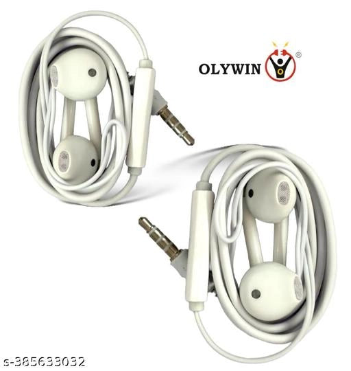 Wired Earphones (White, Pack of 2)