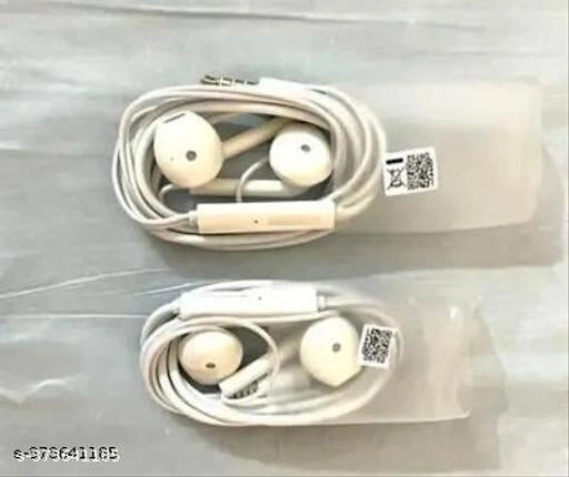 Wired Earphones (White, Pack of 2)