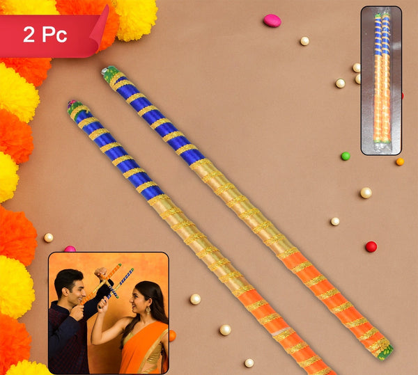Traditional Decorative Dandiya Sticks Pair For Navratri Garba (2 Pc)
