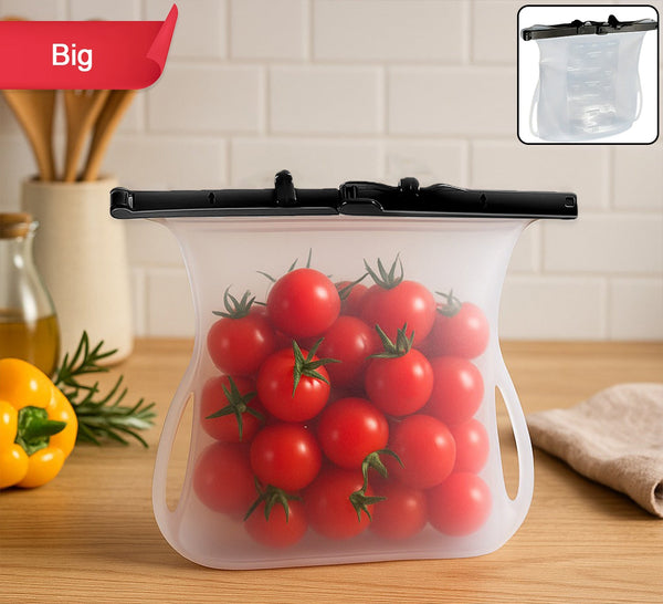 Reusable Silicone Food Storage Bag Set Leakproof Lock Reusable Flat Bottom Freezer Bags Sandwich Bags Silicone Food Grade Kids Snack Bags Bpa Free Microwave Dishwasher Safe (1 Pc)
