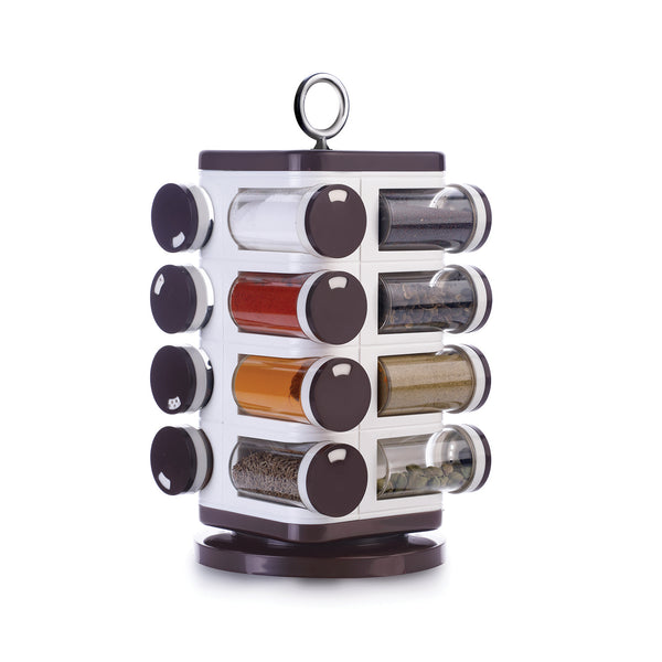 Ganesh Multipurpose Revolving Spice Rack With 16 Pcs Dispenser