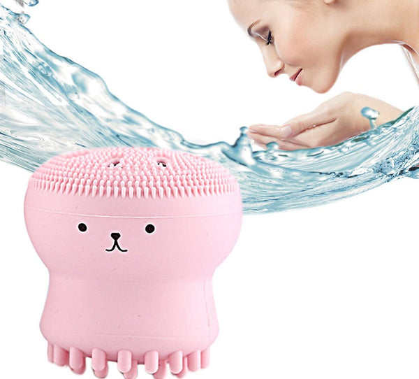 Facial Cleansing Brushes Cute Octopus Shape Silicone Face Scrubber Massager Skincare Tool (1pc)