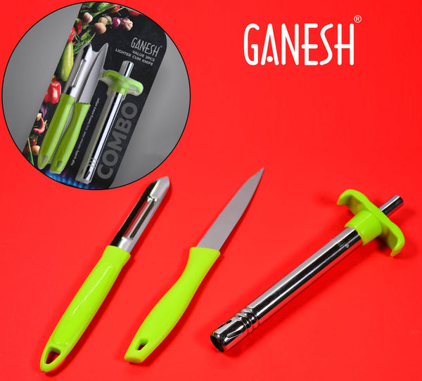 Ganesh 3pc Lighter Cum Knife And Peeler.